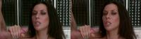 3D TV facial cumshot on the sexy face of brunette pornstar Rachel Starr